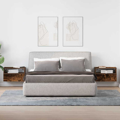 Comodini a Muro 2 pz Rovere Fumo 45x26x28,5 cm