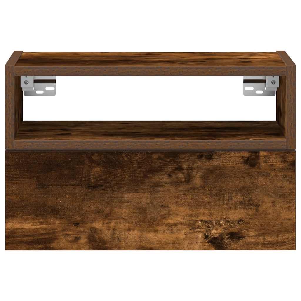 Comodini a Muro 2 pz Rovere Fumo 45x26x28,5 cm