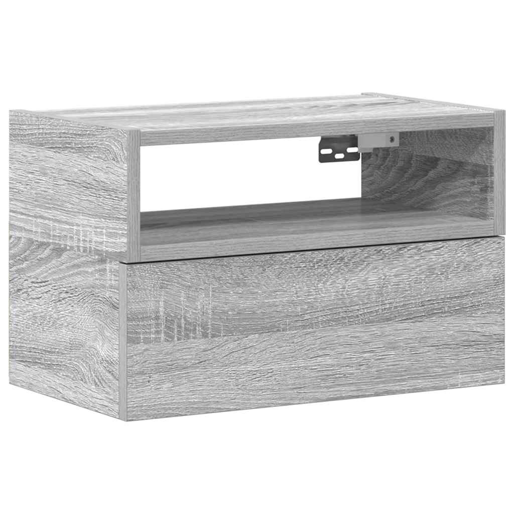 Comodino a Muro Grigio Sonoma 45x26x28,5 cm