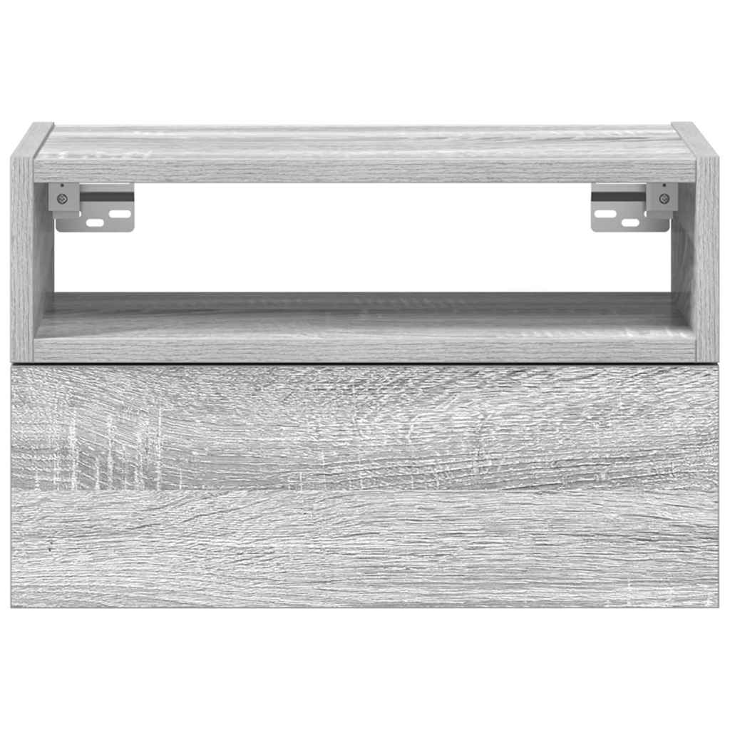 Comodino a Muro Grigio Sonoma 45x26x28,5 cm