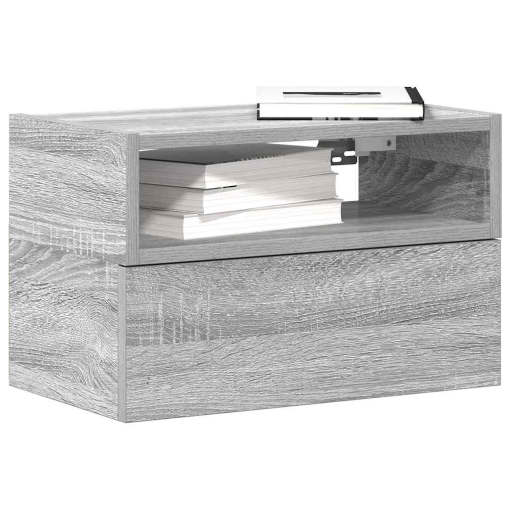Comodino a Muro Grigio Sonoma 45x26x28,5 cm
