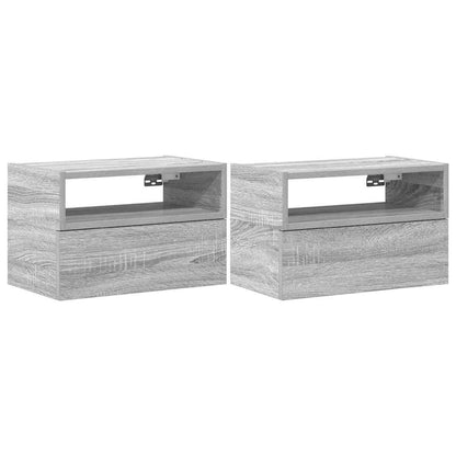 Comodini a Muro 2 pz Grigio Sonoma 45x26x28,5 cm