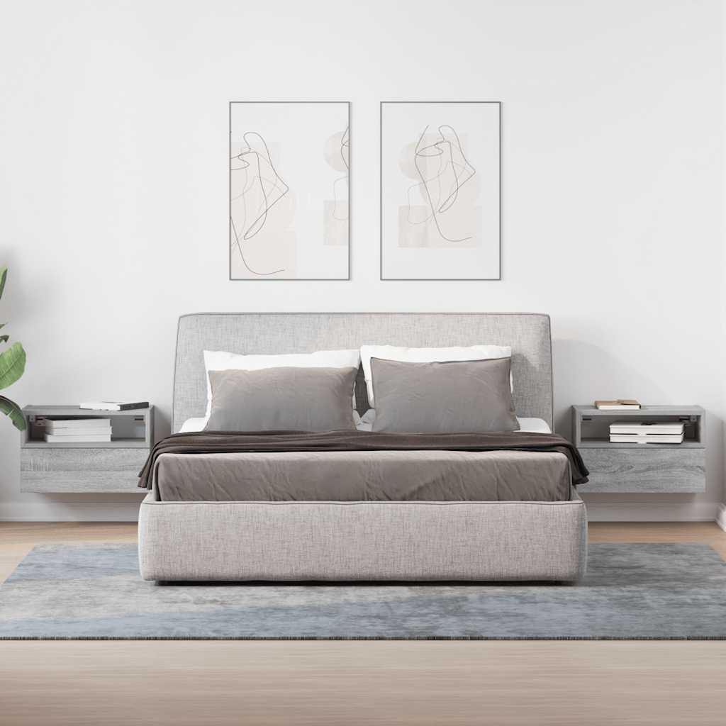 Comodini a Muro 2 pz Grigio Sonoma 45x26x28,5 cm