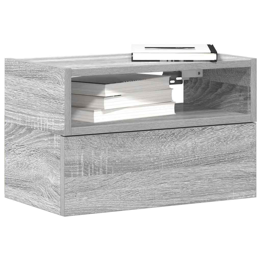 Comodini a Muro 2 pz Grigio Sonoma 45x26x28,5 cm
