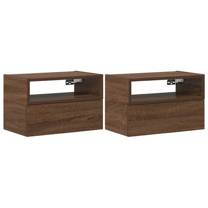 Comodini a Muro 2 pz Rovere Marrone 45x26x28,5 cm