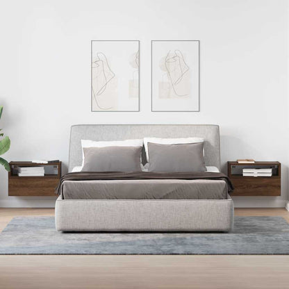Comodini a Muro 2 pz Rovere Marrone 45x26x28,5 cm