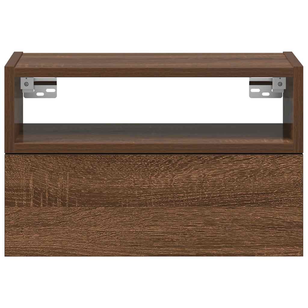 Comodini a Muro 2 pz Rovere Marrone 45x26x28,5 cm