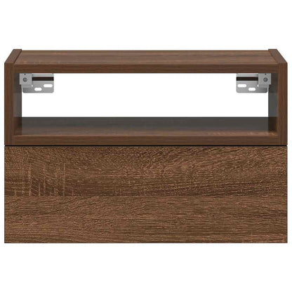 Comodini a Muro 2 pz Rovere Marrone 45x26x28,5 cm