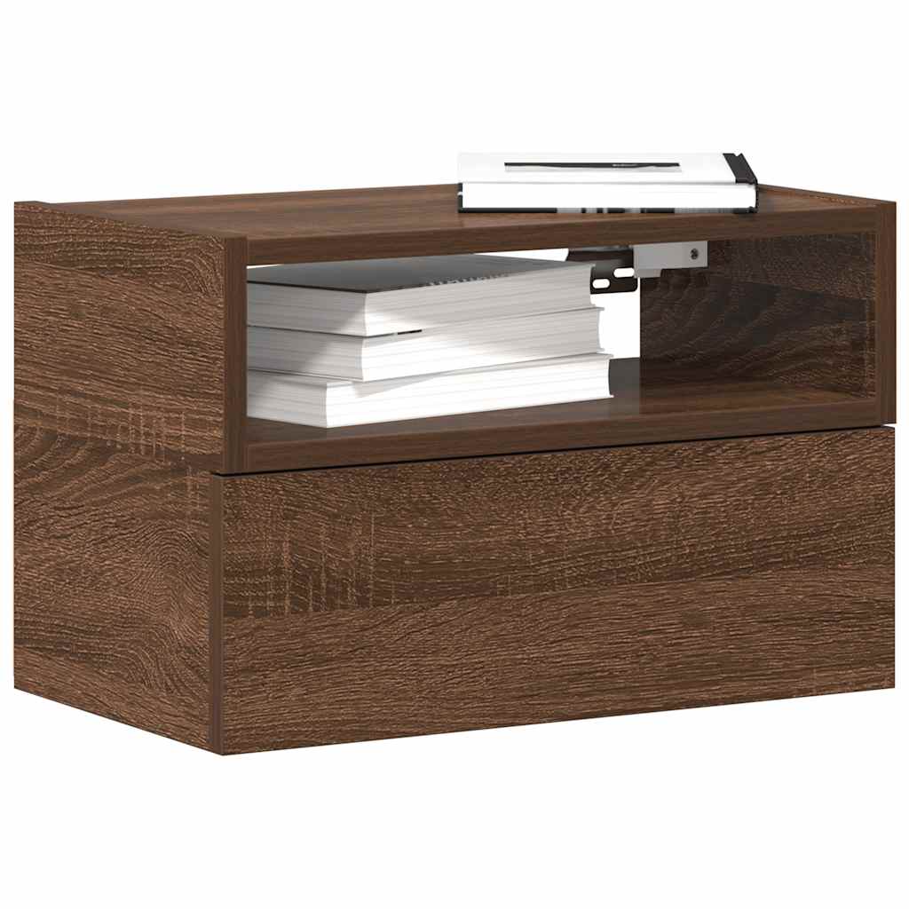 Comodini a Muro 2 pz Rovere Marrone 45x26x28,5 cm