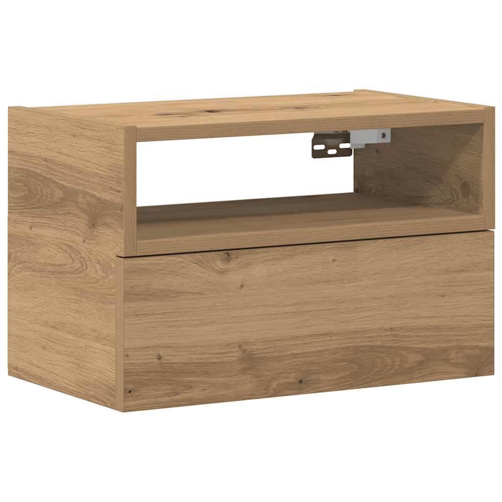Comodino a Muro Rovere Artigianale 45x26x28,5 cm