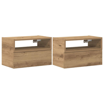Comodini a Muro 2 pz Rovere Artigianale 45x26x28,5 cm