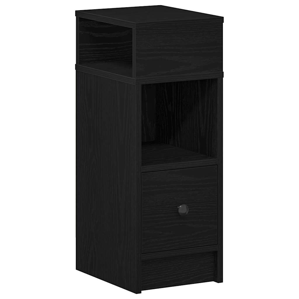 Comodino con Cassetto Nero 25x31x66 cm