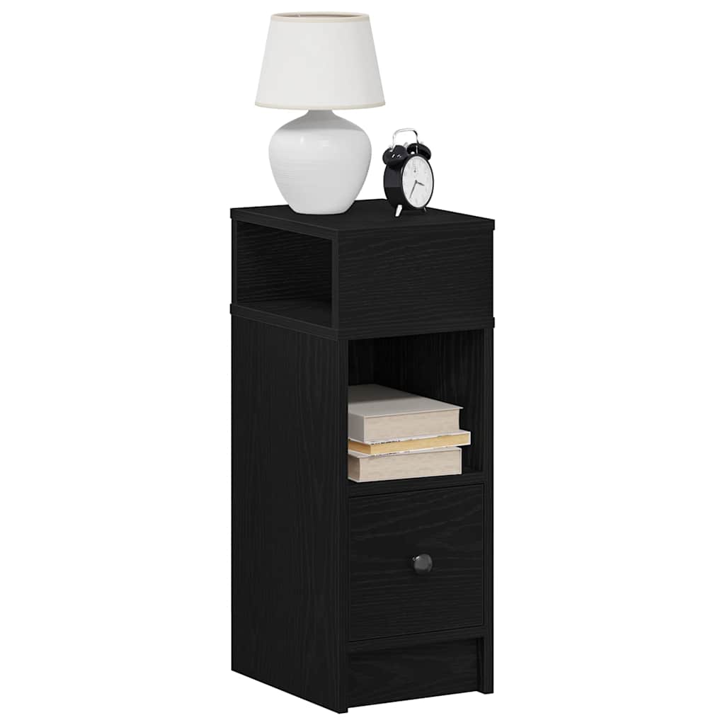 Comodini 2 pz con Cassetto Neri 25x31x66 cm