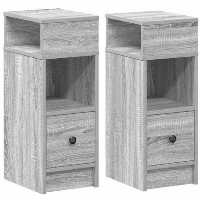 Comodini 2 pz con Cassetto Grigio Sonoma 25x31x66 cm
