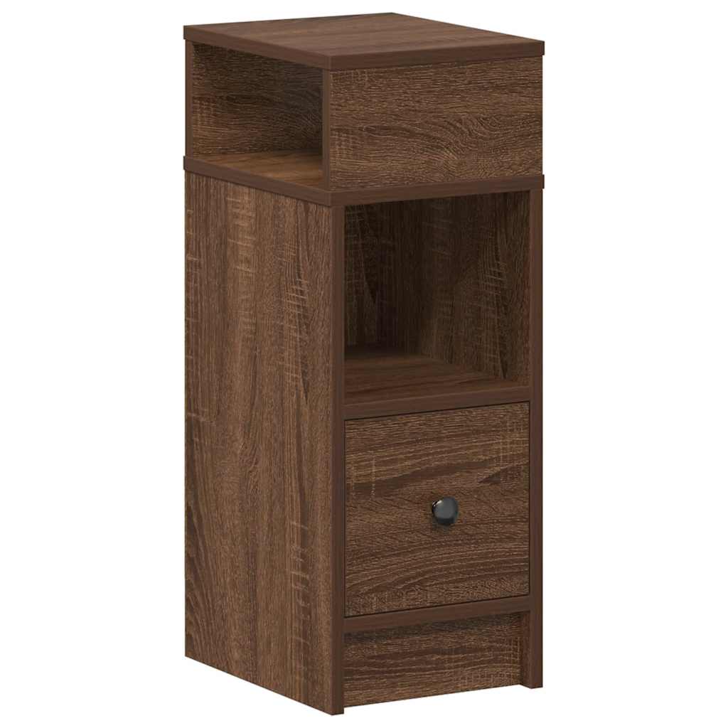 Comodino con Cassetto Rovere Marrone 25x31x66 cm