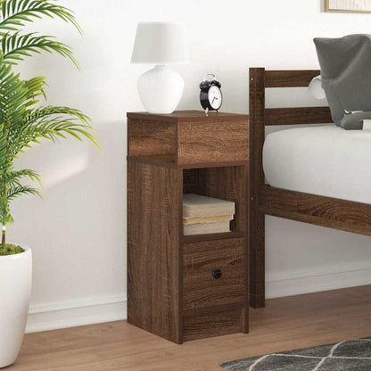 Comodino con Cassetto Rovere Marrone 25x31x66 cm