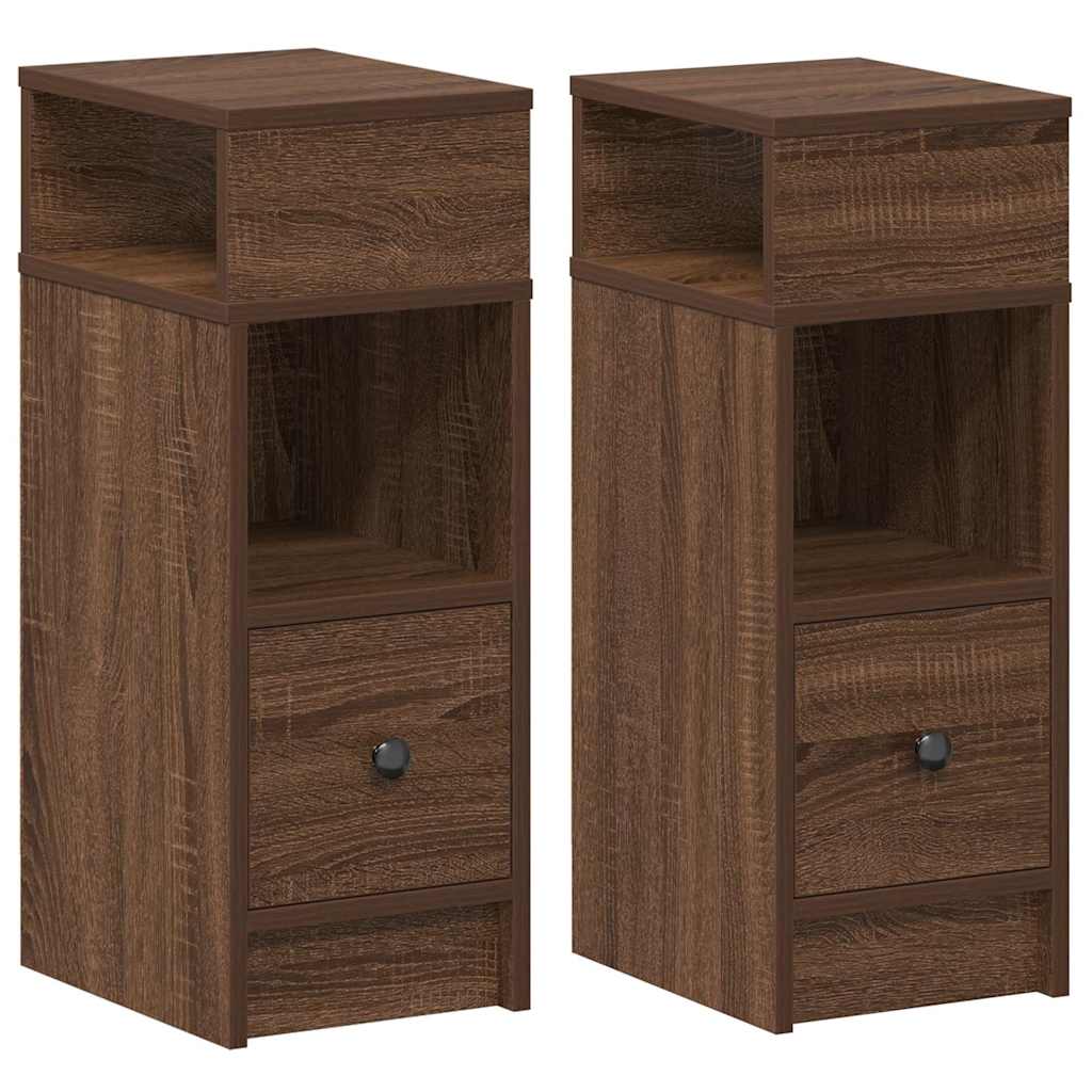 Comodini 2 pz con Cassetto Rovere Marrone 25x31x66 cm