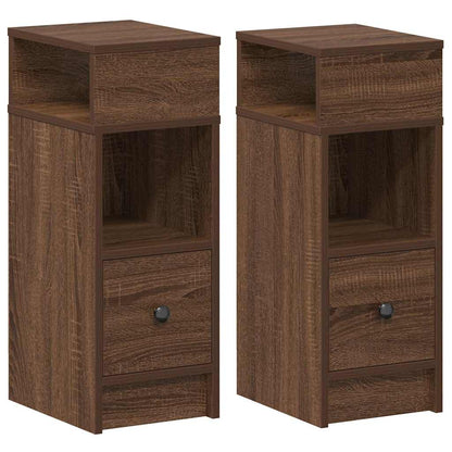 Comodini 2 pz con Cassetto Rovere Marrone 25x31x66 cm