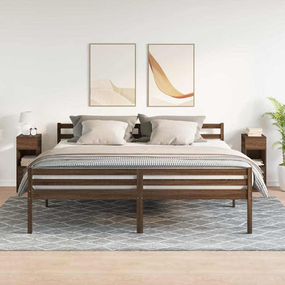 Comodini 2 pz con Cassetto Rovere Marrone 25x31x66 cm