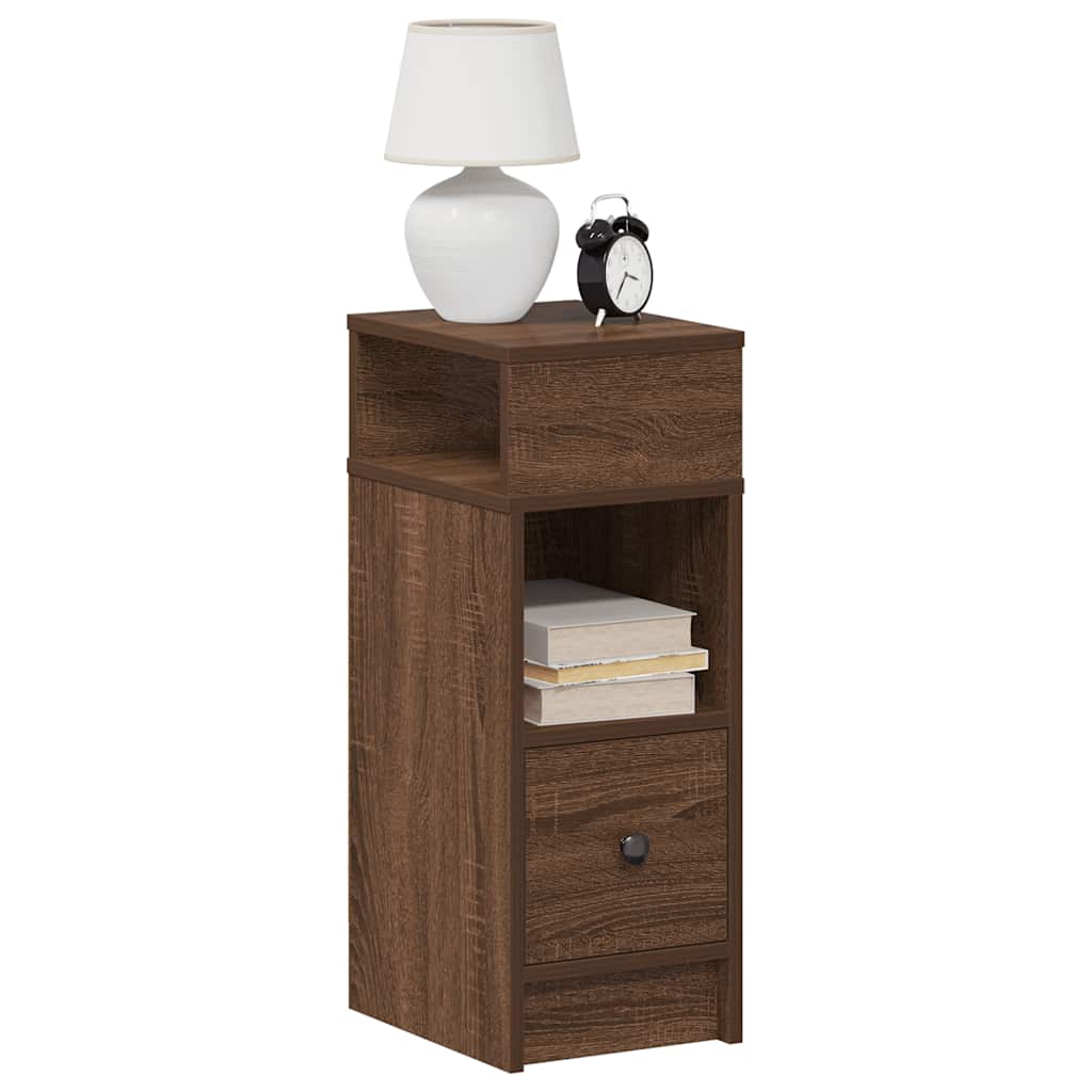 Comodini 2 pz con Cassetto Rovere Marrone 25x31x66 cm