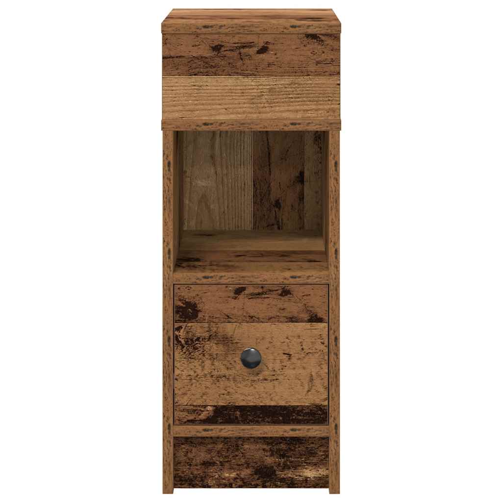 Comodini 2 pz con Cassetto Legno Antico 25x31x66 cm