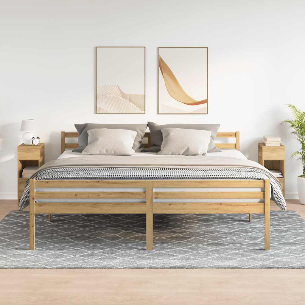 Comodini 2 pz con Cassetto Rovere Artigianale 25x31x66 cm