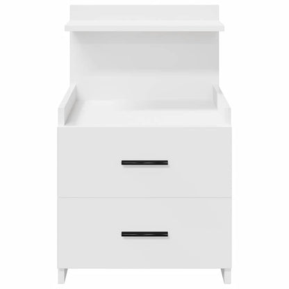 Comodino con 2 Cassetti Bianco 40x36,5x62 cm