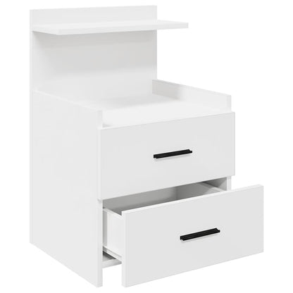 Comodini 2 pz con 2 cassetti bianchi 40x36,5x62 cm