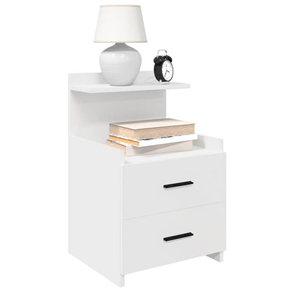 Comodini 2 pz con 2 cassetti bianchi 40x36,5x62 cm