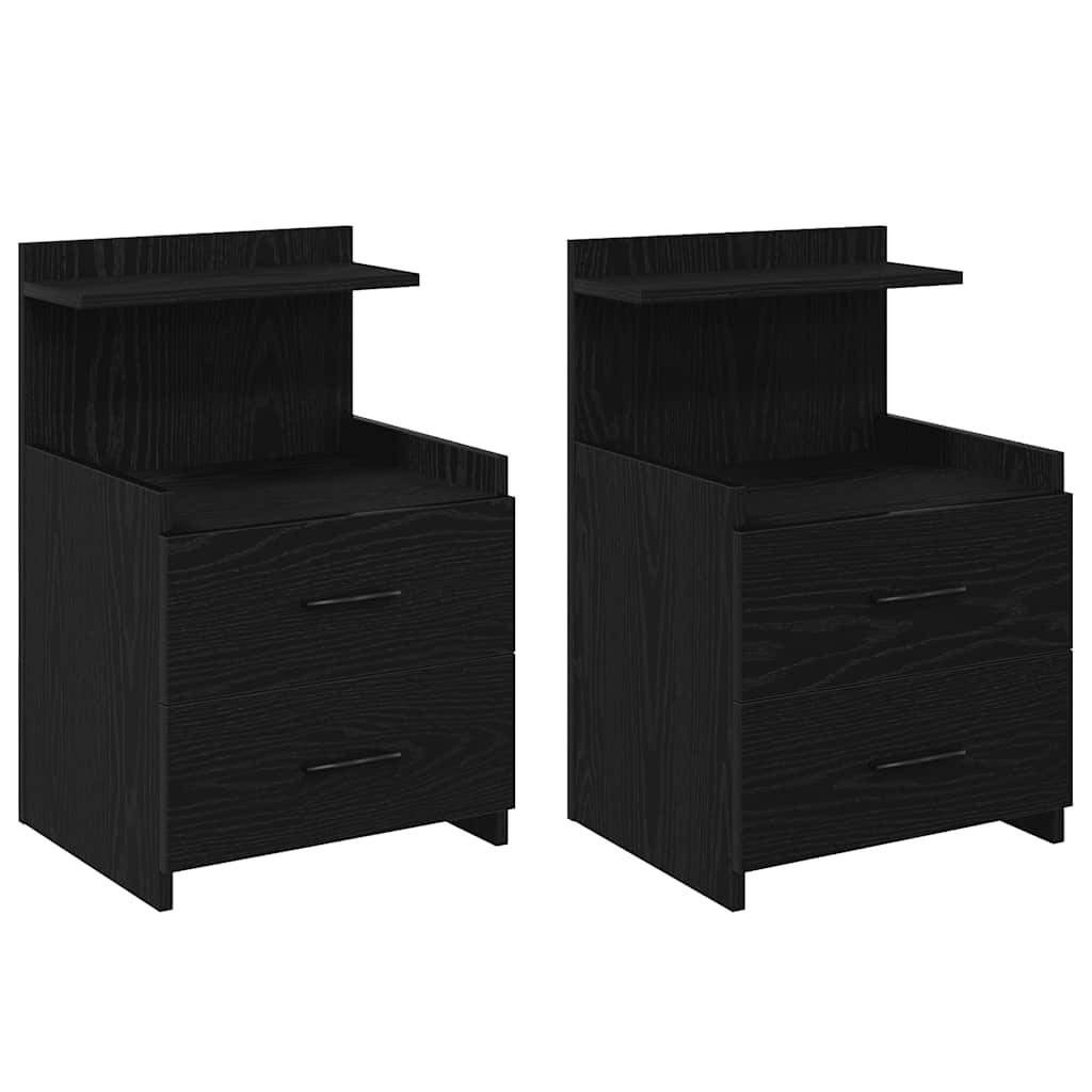 Comodini 2 pz con 2 cassetti neri 40x36,5x62 cm