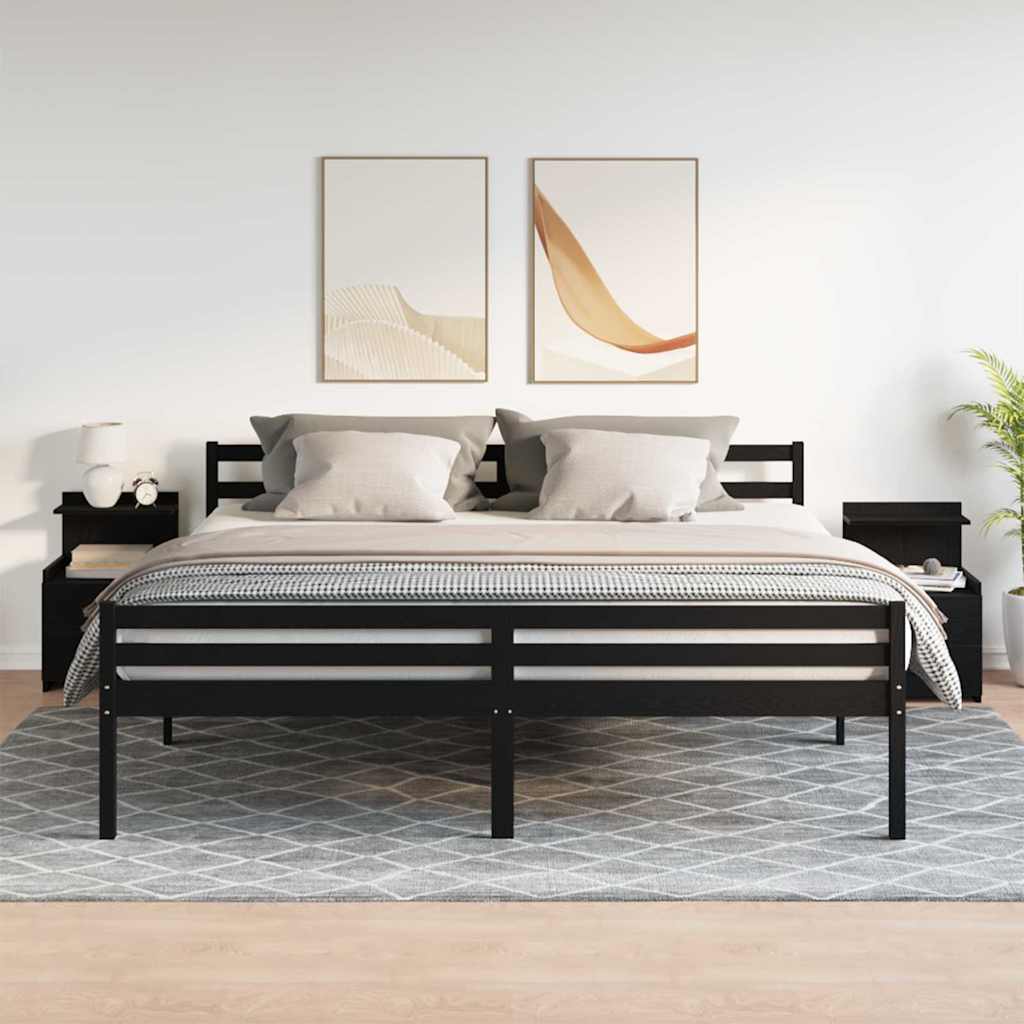 Comodini 2 pz con 2 cassetti neri 40x36,5x62 cm