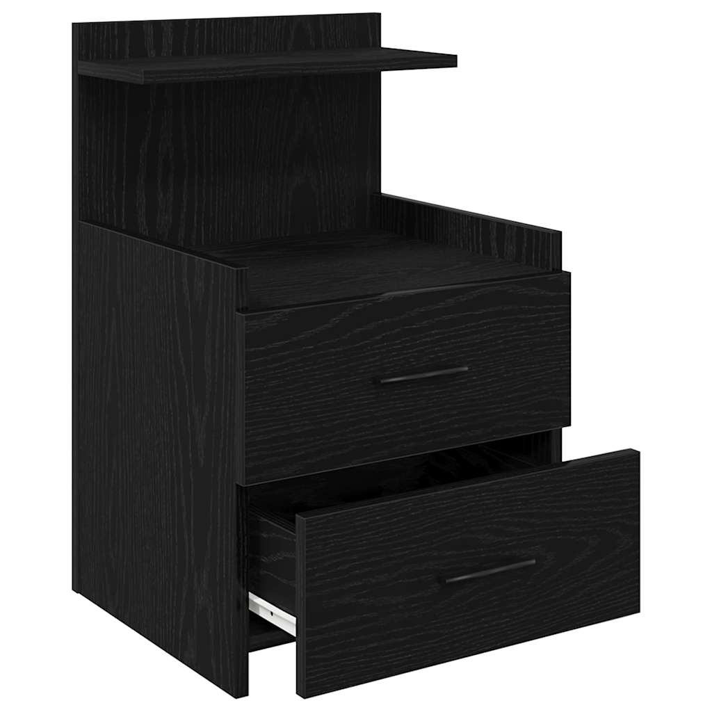 Comodini 2 pz con 2 cassetti neri 40x36,5x62 cm