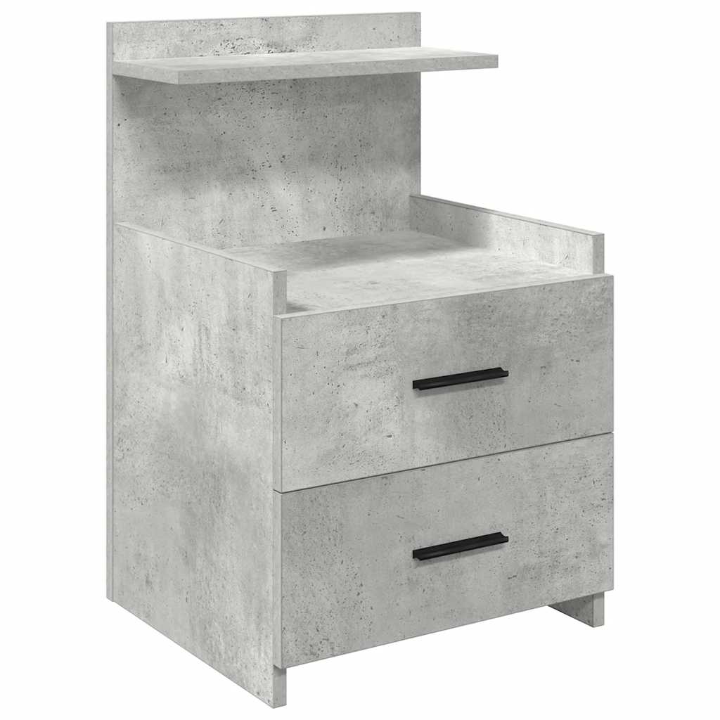 Comodino con 2 cassetti Grigio Cemento 40x36,5x62 cm