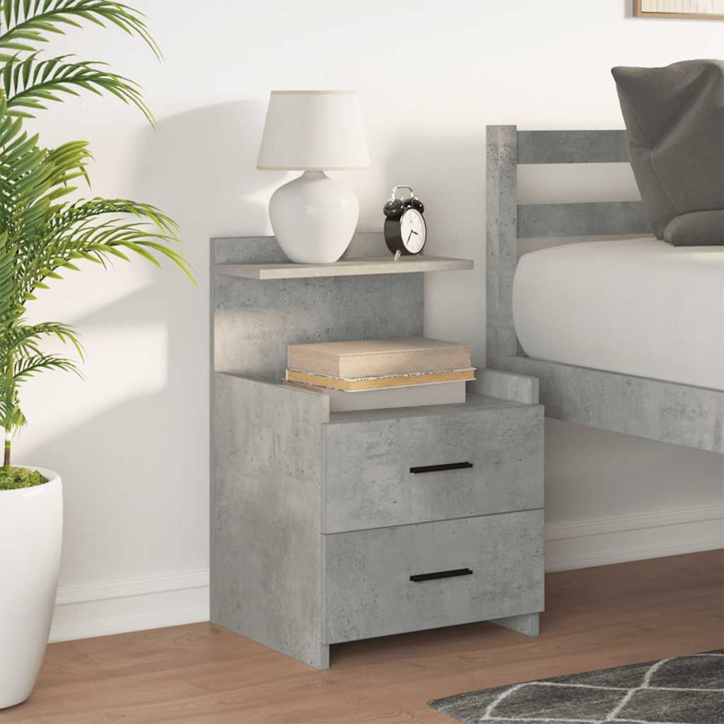 Comodino con 2 cassetti Grigio Cemento 40x36,5x62 cm