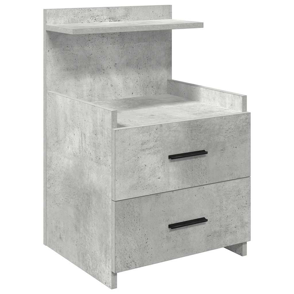 Comodini 2 pz con 2 cassetti Grigio Cemento 40x36,5x62 cm
