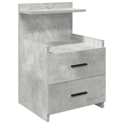 Comodini 2 pz con 2 cassetti Grigio Cemento 40x36,5x62 cm