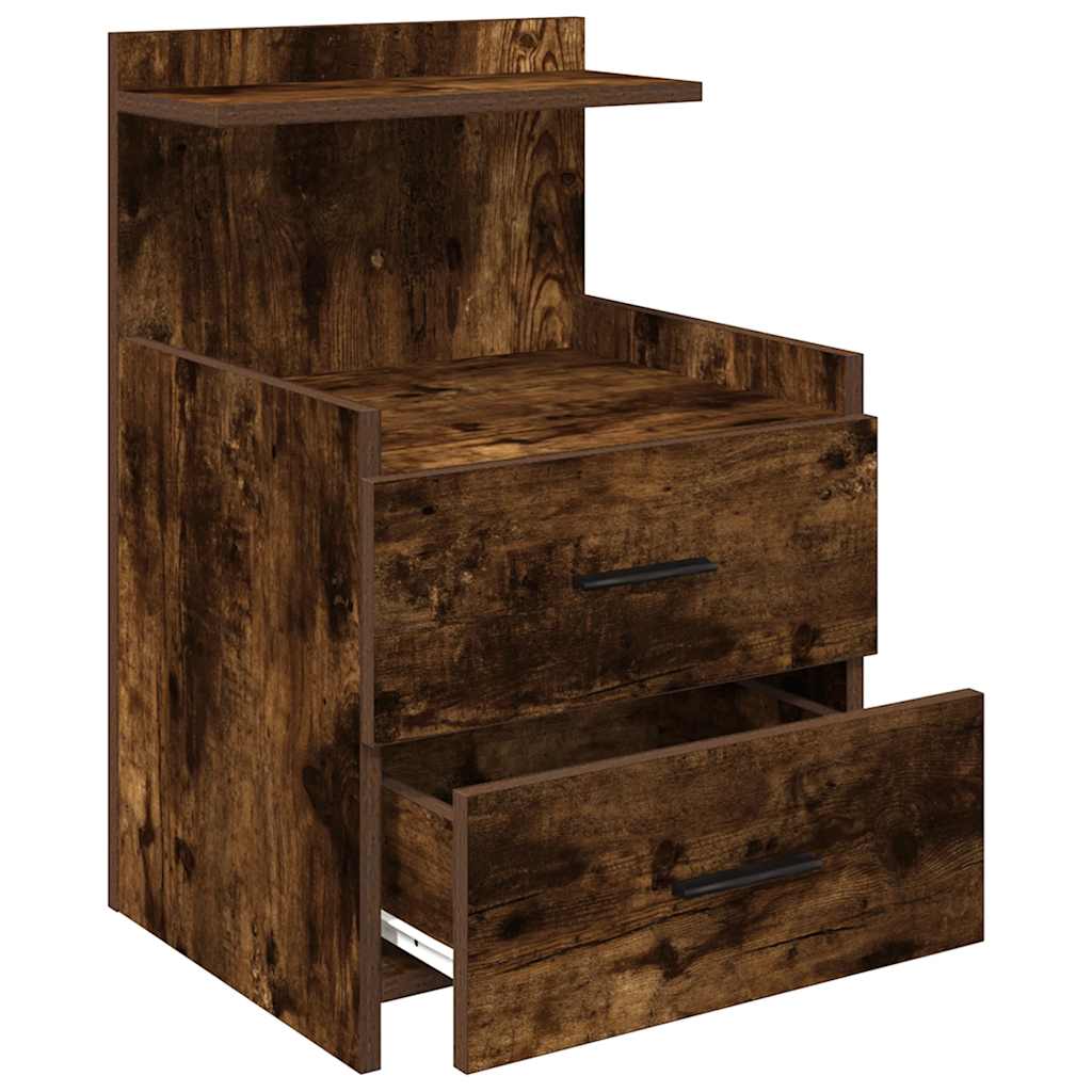 Comodini 2 pz con 2 cassetti Rovere Affumicato 40x36,5x62 cm