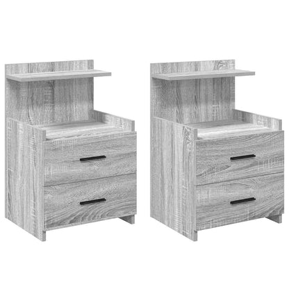 Comodini 2 pz con 2 cassetti Grigio Sonoma 40x36,5x62 cm