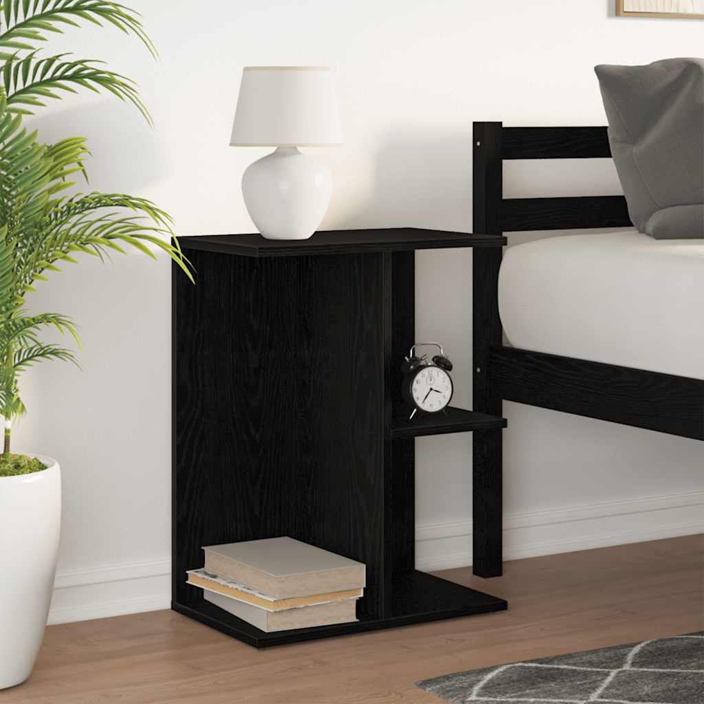 Comodino Rovere Nero 40,5x31x60 cm in Legno Multistrato