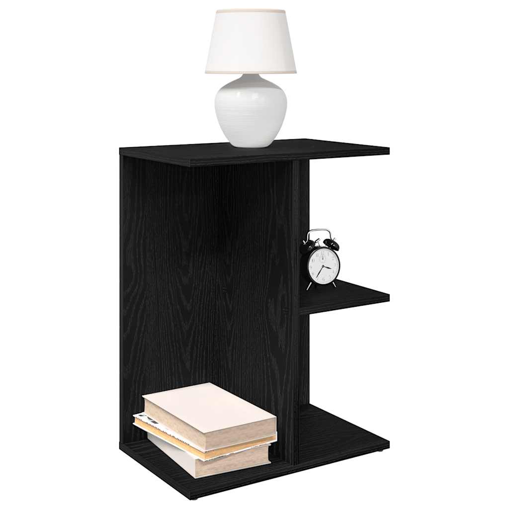 Comodino Rovere Nero 40,5x31x60 cm in Legno Multistrato