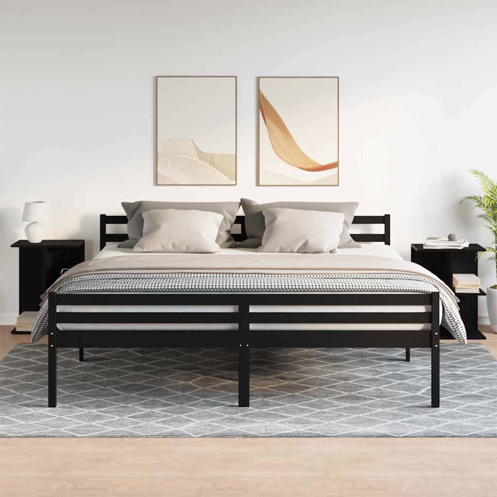 Comodini 2 pz Rovere Nero 46,5x29x61 cm in Legno Multistrato