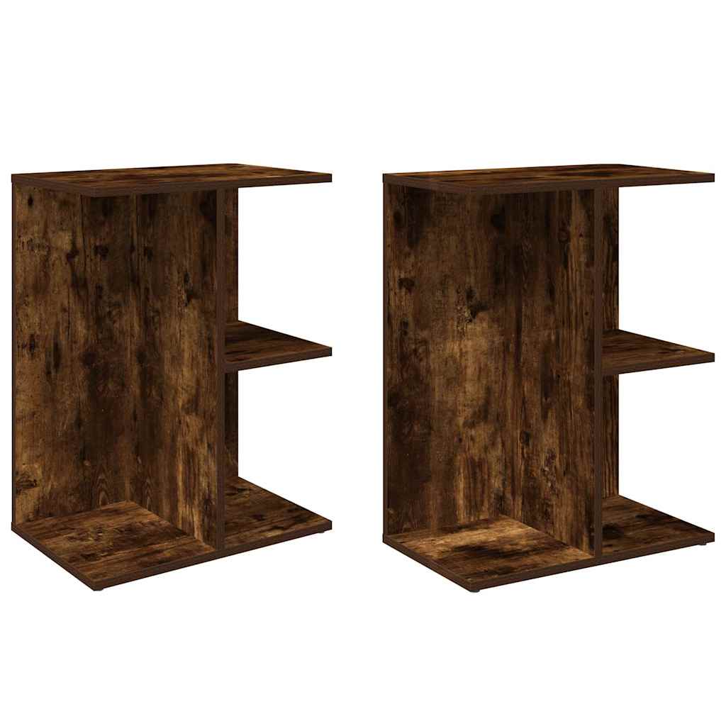 Comodini 2 pz Rovere Fumo 46,5x29x61 cm in Legno Multistrato