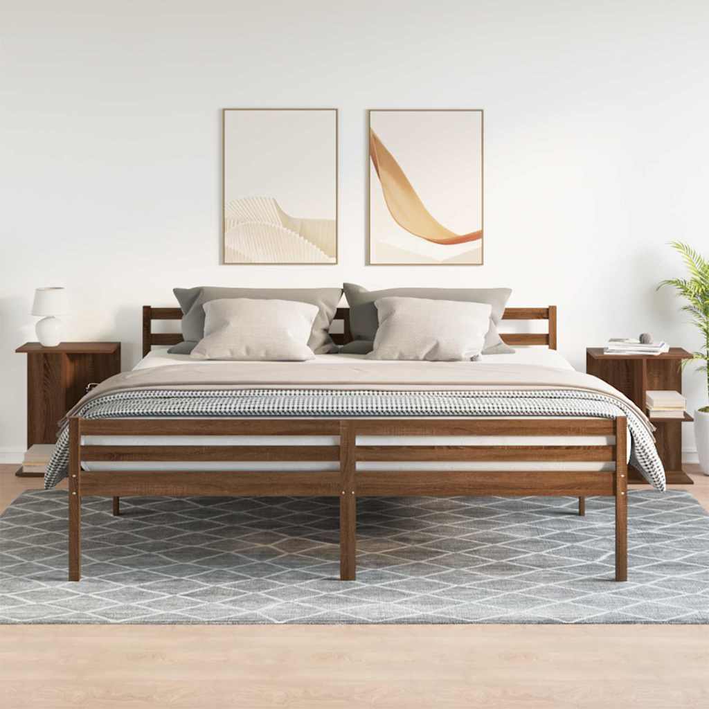 Comodini 2 pz Rovere Marrone 46,5x29x61 cm in Legno Multistrato