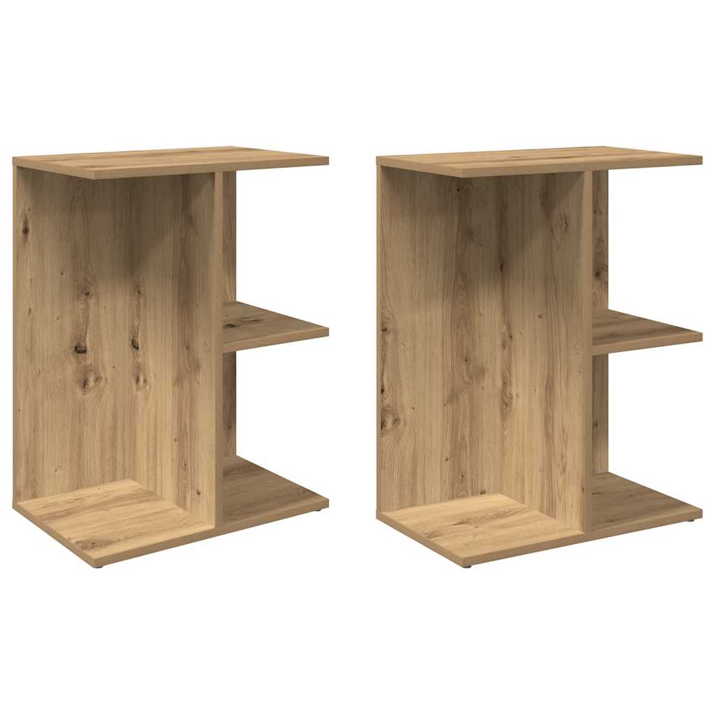 Comodini 2 pz Rovere Artigianale 46,5x29x61cm Legno Multistrato