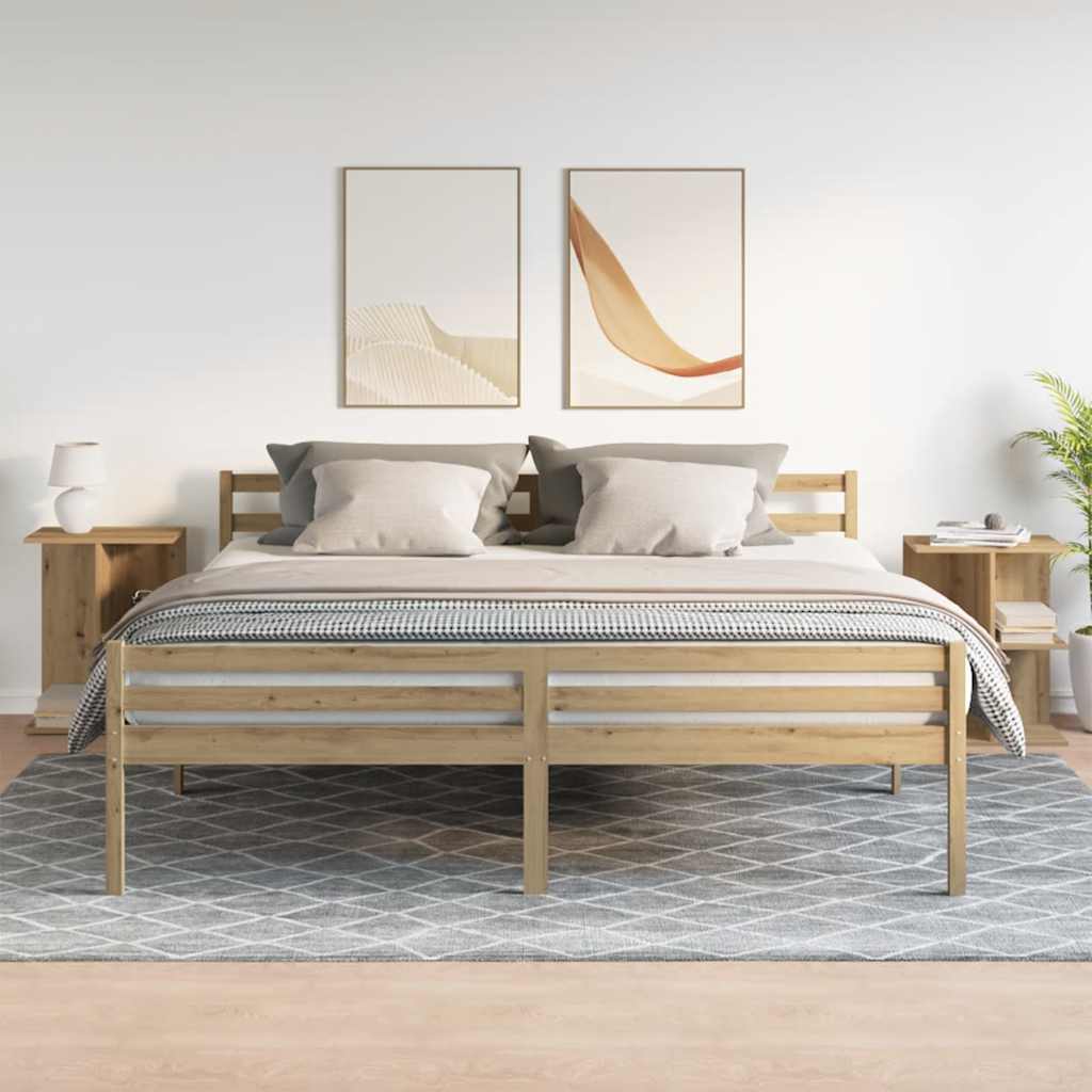 Comodini 2 pz Rovere Artigianale 46,5x29x61cm Legno Multistrato
