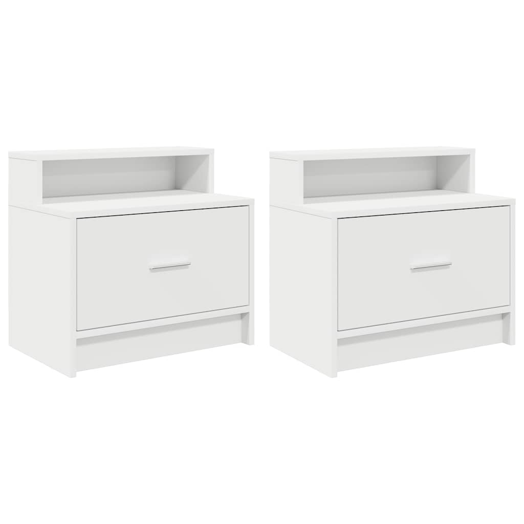 Comodini con Cassetto 2 pz Bianco 51x31x47 cm