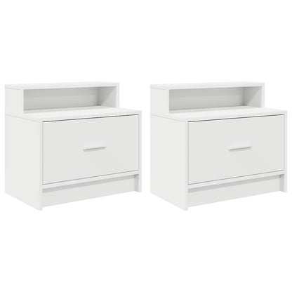 Comodini con Cassetto 2 pz Bianco 51x31x47 cm