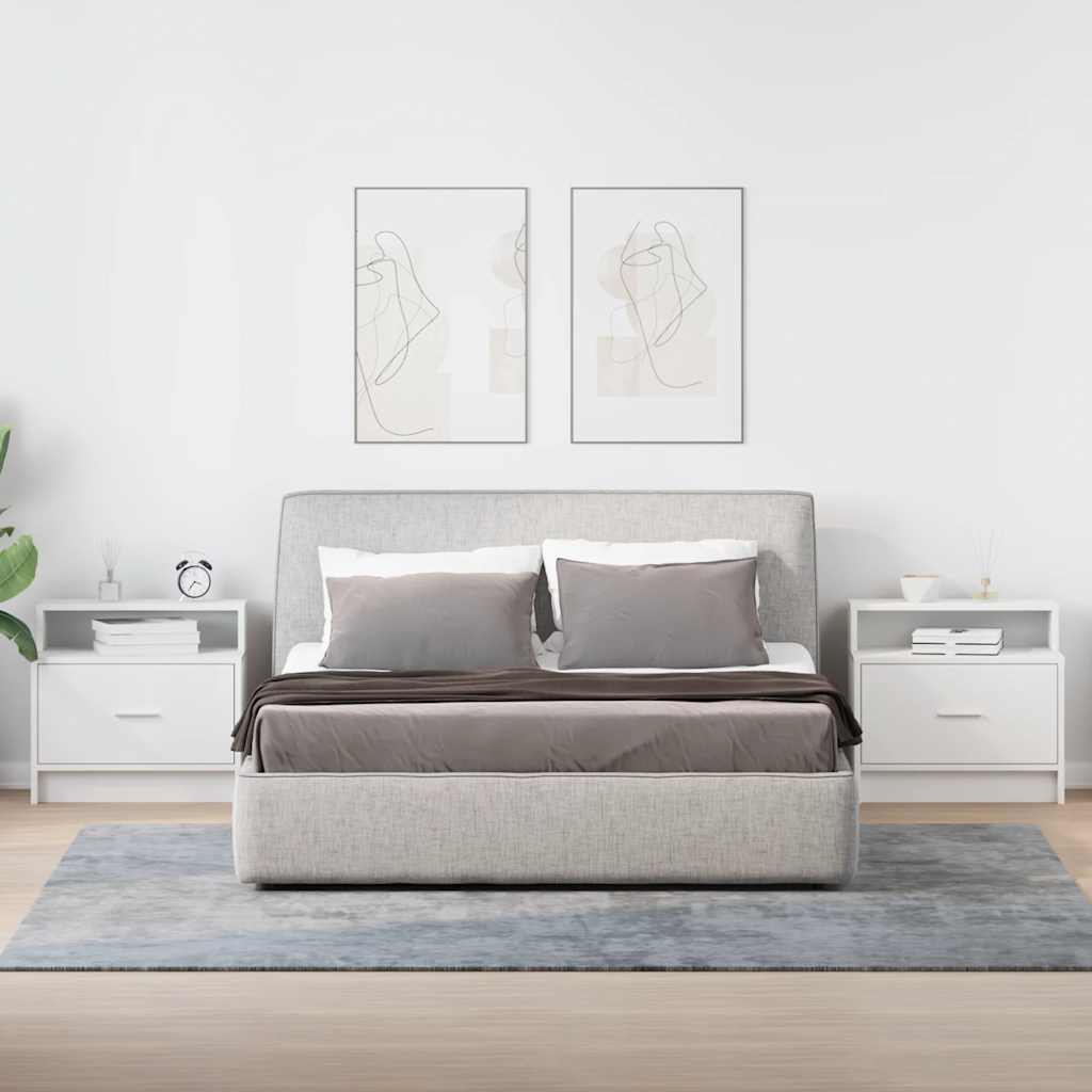 Comodini con Cassetto 2 pz Bianco 51x31x47 cm