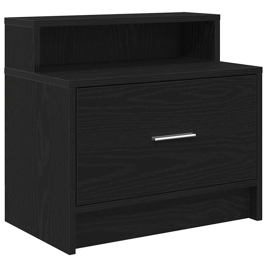 Comodino con Cassetto Rovere Nero 51x31x47 cm