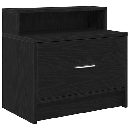Comodino con Cassetto Rovere Nero 51x31x47 cm